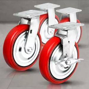 소 CASTER 우레탄적색 브레이크고하중앵글 회전 바퀴 중량