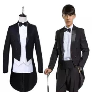 메이드 집사복 남자 코스프레 의상 하녀복 웨이터 버틀러 카페 유니폼 레이스 흑백