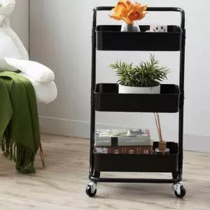 철제 다용도 트롤리 3단 이동식 바퀴달린 수납함 정리함 수납선반 이동 수납장 틈새정리 세아커머스