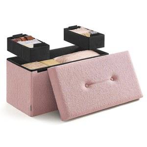 송믹스 보관 오스만 벤치, 보관함, 15 x 30 인치, 발 받침대 의자, 침대 끝 최대 660파운드 적재, 거실, 침실, 현관, 젤리 핑크 ULSF096R01