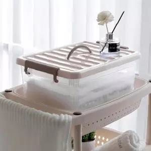 이불 수납함 중형 투명 정리박스 침구 의류 보관 스트라이프 뚜껑 이사 짐정리