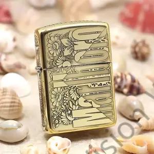 168 아머 순동 딥조각 플로럴 ZIPPO 라이터