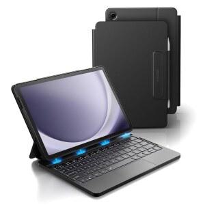 [미국배송] 삼성호환 삼성제품호환 A9+ 플러스 케이스 키보드가 있는 초경량 마그네틱 폴리오 키보드 커버 멀티터치 트랙패드 백라이트 스타일러스 홀더가 11인치 (2023) 블랙