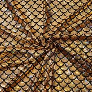 핑거인파이어 인어 비늘 원단 39.4x59 이리데센스 라이트 카키 컬러 반짝이는 홀로그램 스판덱스 2방향