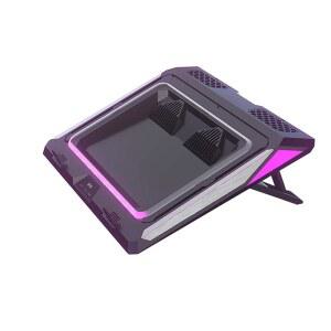 [미국배송] 14-17인치 게이밍 노트북용 IETS GT300 더블 블로워 노트북 쿨링 패드 먼지 필터가 있는 쿨러 유연한 고무 링 다채로운 조명 조절 가능한 마운트 스탠드 3단 기어 속도