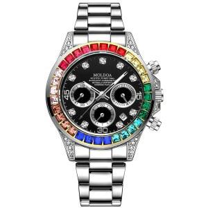 [미국배송] 마스토프 파가니 디자인 데이토나 오마주 남성용 시계 판다 아날로그 쿼츠 재팬 무브먼트 크로노그래프 럭셔리 손목시계 사업 방수 실리콘 스트랩 스포츠