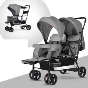 쌍둥이 트윈 경량 휴대용 더블 유모차 접이식 폼 휠