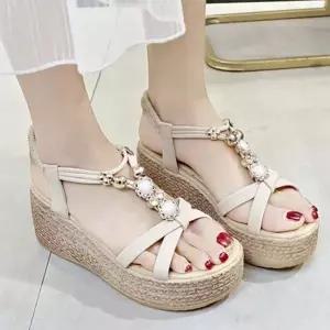 통굽 180VDK16 여름샌들 스트랩 웨지힐 라탄 에스파듀 샌들힐