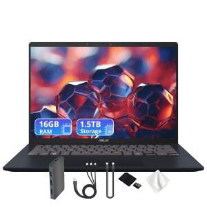 ASUS 비보북 14인치 WUXGA 노트북, 스냅드래곤 X 프로세서, 16GB RAM, 1.5TB 스토리지(512GB SSD 및 1TB 도킹 스테이션 세트), 퀄컴 아드레노 그래픽스, AI 코파일럿, 웹캠, Wi-Fi 6E, Win 11, 콰이어트 블루