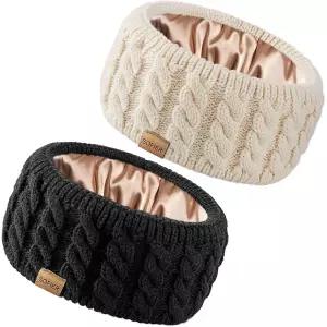 여성용 소파 새틴 안감 머리띠 겨울 귀 머프 이어 워머 귀여운 트렌디한 액세서리 크리스마스 선물 스타킹