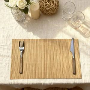 4팩 대나무 플레이스 매트 직조 내열 직사각형 테이블 내추럴 다이닝 실내 다이닝용 러스틱 일본식 우드