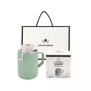 웰세스 이중 스텐 머그컵 1P + 드립백 커피 1종 1P 세트