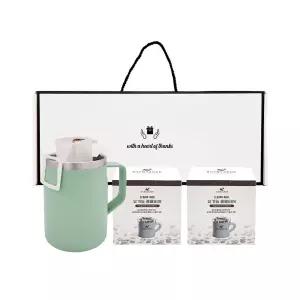 웰세스 이중 스텐 머그컵 1P + 드립백 커피 1종 2P 세트