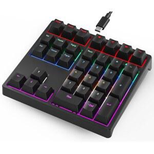 [미국배송] 구르조 숫자 패드 RGB LED 백라이트가 장착된 기계식 USB 유선 키패드 윈도우 / 맥 노트북 컴퓨터 데스크톱 PC 노트북용 PBT 키캡 블루 스위치가 34개의 키 키보드(블랙)