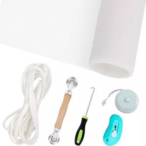 윈도우 화면 교체 및 스크린 도어 수리 키트 6Pcs 유리 섬유 메쉬 - 현관 키트(흰색 48인치 x 118인치)