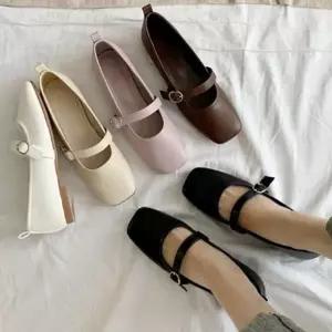 여성미들힐 발등스트랩 플랫슈즈 메리제인 쿠션패드 편한슈즈 여성인기힐