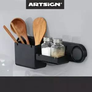 ( )흡착식 주방 수납 선반 정리대 욕실 수납함 선반대 블랙 다이 걸이 설치