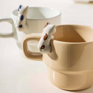 일본식 수동 그린 세라믹 고양이 커피 컵 3D 워터 가정용 걸이입체 애호가