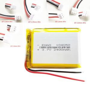 3.7V 2400mAh Lipo 폴리머 리튬 충전지 104050 + GPS DVD 전원 은행 태블릿 PC 노트북 휴대전화용 3핀 플매
