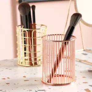 2P 골드 로즈 빗통 브러쉬 책상위 정리함 보관함 꽃이 꾸미기 화장대 빛꽃이