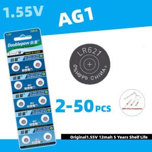 2-50PCS Doublepow AG1 LR621 164 531 SR60 CX60 1.55V 알카라인 배터리 시계 자동차 키 리모컨 장난감 버