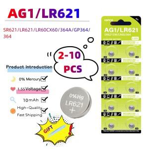 2-10PCS AG1 LR621 364 164 531 SR60 CX60 1.55V 알카라인 배터리 시계 자동차 키 원격 장난감 버튼 코인