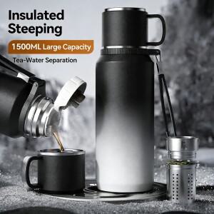 600-1500ml 스테인리스 스틸 보온 머그컵 야외용 휴대용 진공 플라스크 냉온수 커피