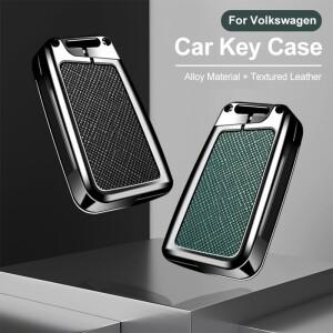 아연 합금 자동차 가죽 키 커버 케이스 홀더 보호 쉘 폭스바겐 골프 7 MK7 티구안 MK2 키체인 액세서리