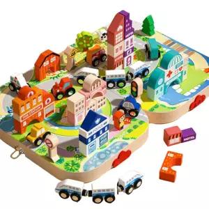 건축놀이 도시 빌딩 마을 도로만들기 원목블록 유치원 창작블록 창작놀이 조카선물