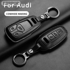 자동차 키 쉘 포브 아우디 호환 A4 A5 Q5 Q7 TT 8S B9 2016 가죽 원격 케이스 커버 키체인 액세서리
