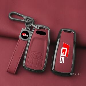 아연 합금 자동차 키 케이스 아우디 호환 Q5L 2018 2020 적합 고급 가죽 리모컨 액세서리