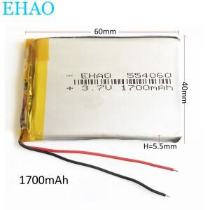 리튬 폴리머 LiPo 충전식 배터리 554060 패드 GPS PSP 비디오 게임 전자책 태블릿 PC 보조배터리 3.7V 1700