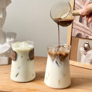 커피 유리 와인 컵 쌓을 수있는 투명 티 슬리브 내열성 머그잔 드립 차 물 주스 양조