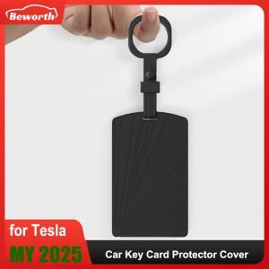 테슬라 호환 모델 Y 주니퍼 2025 출시 플래드 자동차 키 카드 보호 케이스 실리콘 홀더 액세서리
