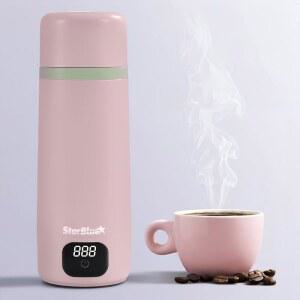 스타블루 휴대용 여행용 주전자 핑크, 350ml, 글로벌 전압의 물 전기, 6가지 온도 모드, / 전환 가능 디스플레이, 가정 및 사무실용 소형 온수 보일러 100-240V 50-60Hz 250-300W