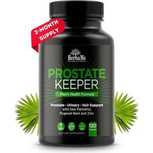 톱 팔메토, 피금 껍질, 호박씨 및 아연, 요로 모발 성장, DHT 차단제 방광 조절 기능이 있는 남성을 위한 HerbaMe 지지 보충제, 120 캡슐