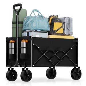 가벼운 접이식 왜건 바퀴 대용량 해변을 위의 스포츠 카트 유틸리티 쇼핑 올터레인 캠핑 위한 CU 식료품 야외 정원 FT 튼튼한