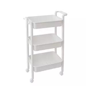 쇼핑카트 다용도 이동식 트롤리 3단 화이트 주방수납선반 손수레 조립식 소품정리함 미용카트
