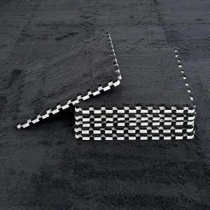 24개의 플러시 폼 바닥 매트 사각형 연동 카펫 타일 12X12인치 퍼즐 조각 정사각형 두꺼운 푹신한 (블랙)