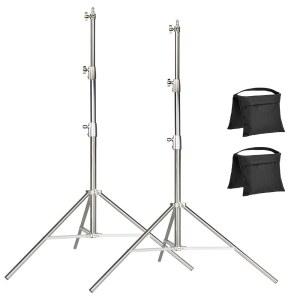 [미국배송] 각 샷 2팩 라이트 스탠드 키트 SL60W VL150W SL150W AD600BM MS300 스튜디오 소프트박스 모노라이트 및 기타 사진 장비용 2/4인치~3/8인치 스테인리스 스틸 헤비 듀티 2.8M 어댑터