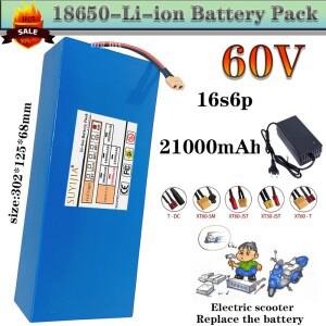 고출력 18650 16S6P 60V 21000mAh 1000W 리튬 배터리 팩(내장 BMS 포함) 전기 바이크 오토바이/스쿠터