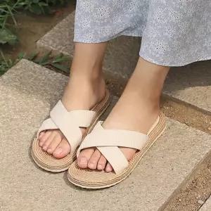 실내외 여름비치 가벼운 린넨 크로스 마슬리퍼LS500 슬리퍼 층간소음 미끄럼