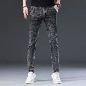 남성 팬츠 그레이 청 스키니 스판 눈꽃 슬랙스 OP1