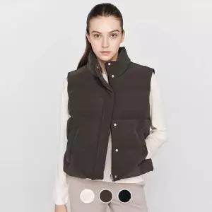 백화점 지오다노 여성 하이넥 스탠드 카라 숏 패딩 조끼베스트 375907