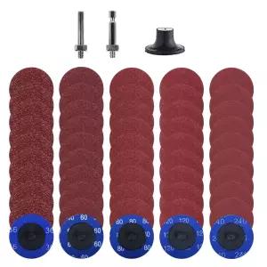 YKLP 50Pcs 2인치 롤 락 샌딩 디스크 퀵 체인지 연마제 다이 그라인더 표면 준비 스트립 그라인드 폴리시