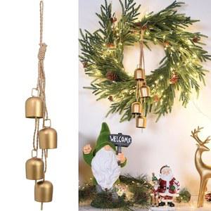 크리스마스 골드 벨 세트: 황마 로프가 결혼식 및 빛나는 있는 장식 차임, 트리, 밝은 위한 걸이용 금속 - 가정, 정원, 빈티지 파티를