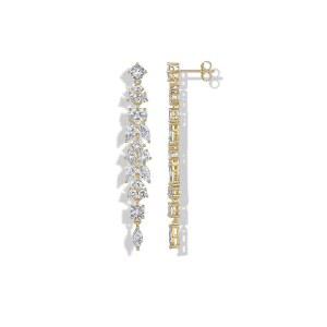 여성용 파보이 14K 골드 도금 큐빅 지르코니아 당글 귀걸이 - 크리스탈 롱 브라이드 드롭 신부와 신부 들러리를 위한 저자극성 시뮬레이션 다이아몬드 웨딩 주얼리