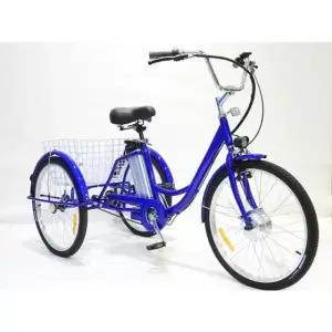 성인 세발 자전거 짐칸 효도 마실 삼발이 24인치 7단 블루 인력