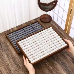 반지 진열대 귀걸이 금은방 링 디스플레이 매대 40 슬롯 가로 줄 그레이 스웨이드