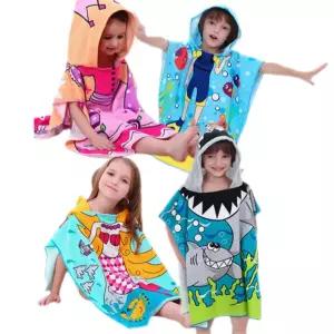 판초 유아 어린이 바다 비치가운 목욕타월 rwc5+7yWL